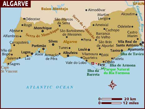 Map of the Algarve Map Of The Algarve